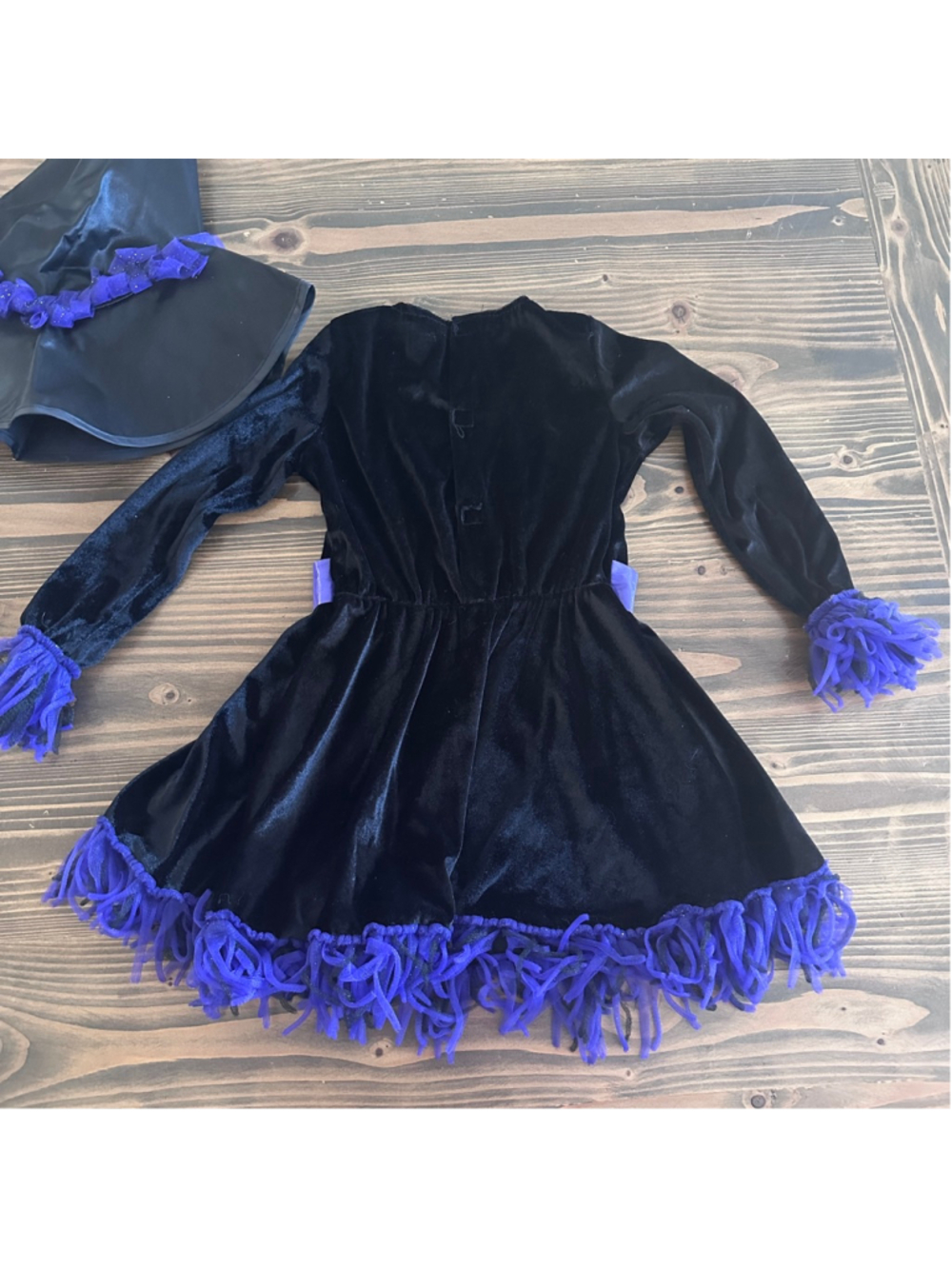Girls Spirit Shreddy Witch Halloween Costume 3-4T Black Purple Dress Hat Tights - Picture 7 of 8